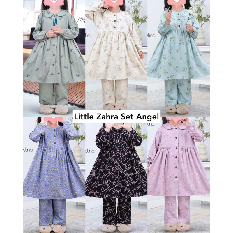 Little Zahra Set Dress Mei Atelier Angelina Angel Mendunia Angel Shadow Blue Line Tree Bitter Choco 