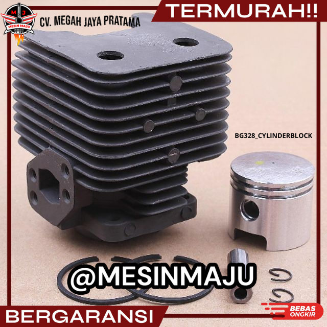 cylinder block mesin potong rumput 2 tak / block mesin + piston (lengkap)