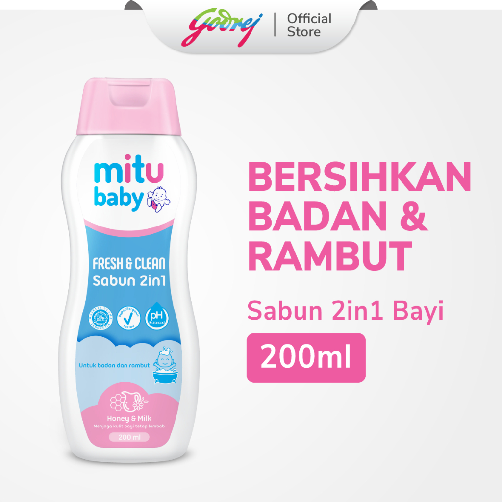 Mitu Baby Liquid Soap 2In1 Bottle 200 ml - Sabun Mandi Bayi