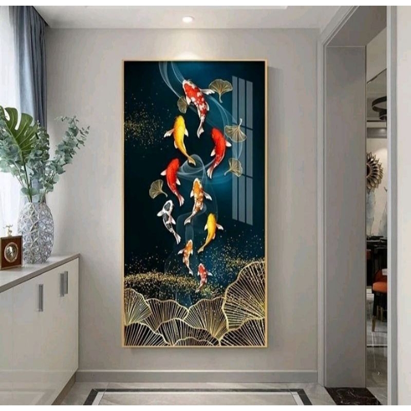 Lukisan ikan koi medern minimalis