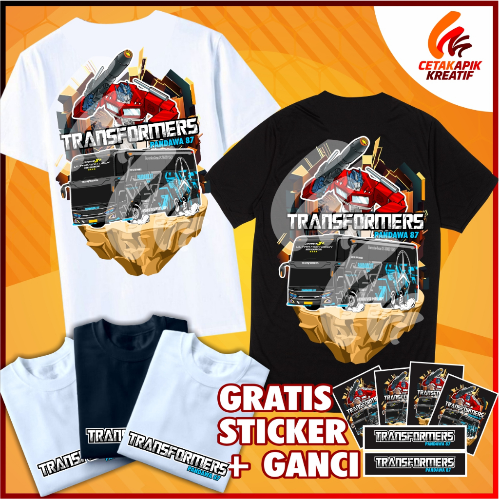 ( FREE STICKER ) KAOS BUS TRANSFORMERS PANDAWA 87 KAOS BIS MANIA ANAK DAN DEWASA