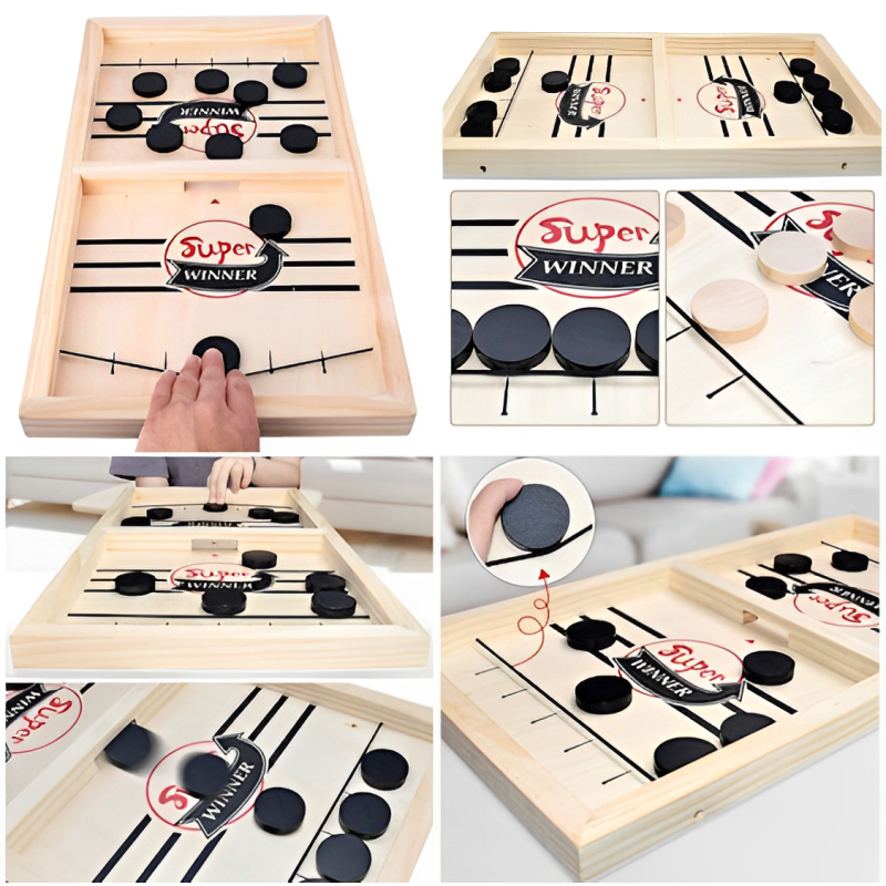 Mainan Anak Carom Battle Game Mainan Papan Kayu Karambol Tembak