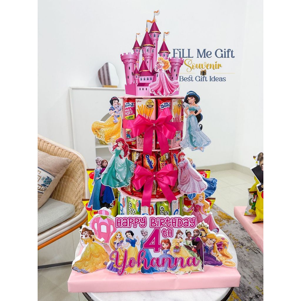 BK - Princess - Snack Tower Cake Tart Birthday / Kado Ulang Tahun Kue Snack Lucu Tingkat
