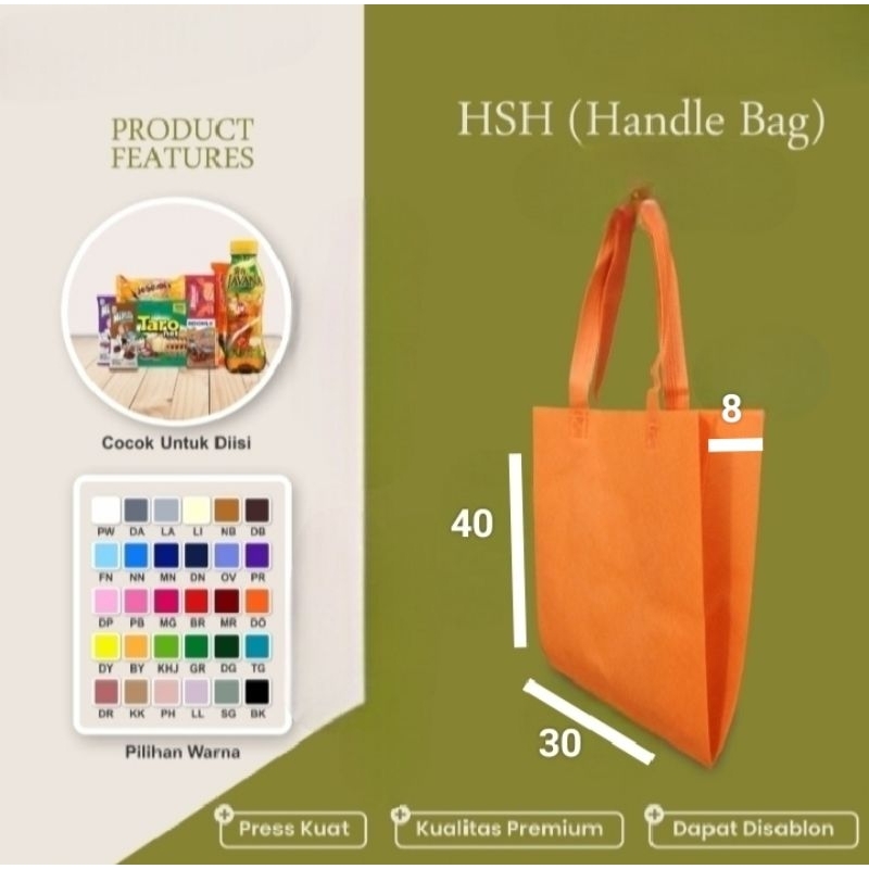 

30X40x8 CM TAS SPUNBOND TALI-GOODIE BAG SPUNBOND-TAS BELANJA-TAS HAMPERS-TAS KADO SPUNBOND-TAS KAIN