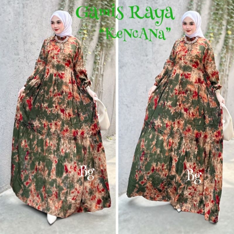 Gamis Raya Twill Ori BG Collection Motif Kencana Hijau