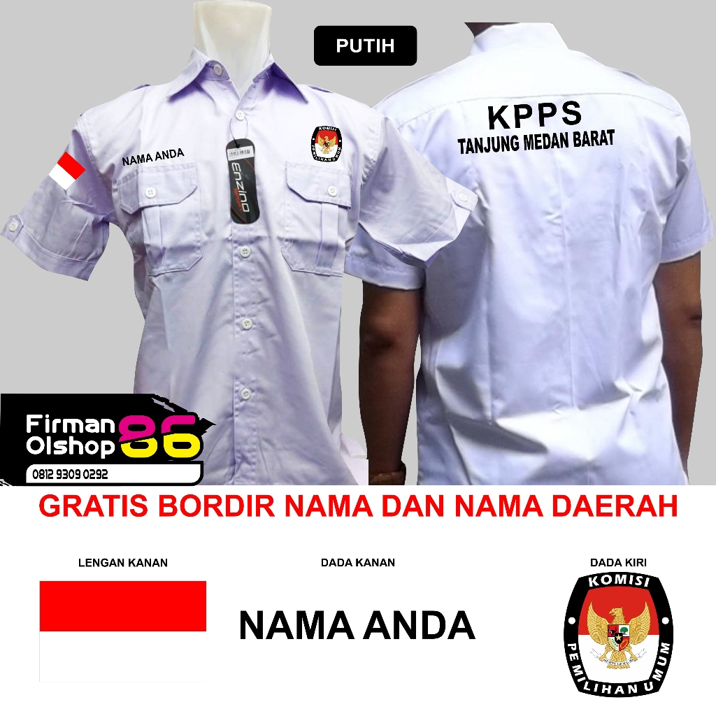 BIG SIZE Kemeja KPPS LENGAN PENDEK baju KPPS seragam LENGAN PANJANG KPPS seragam kerja KPPS  PUTIH