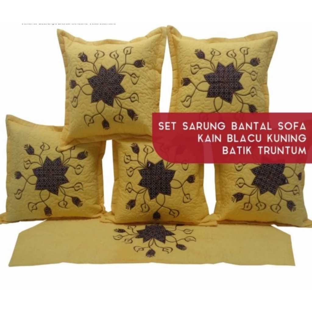 sarung bantal kursi batik  sofa murah kursi tamu set warna kuning