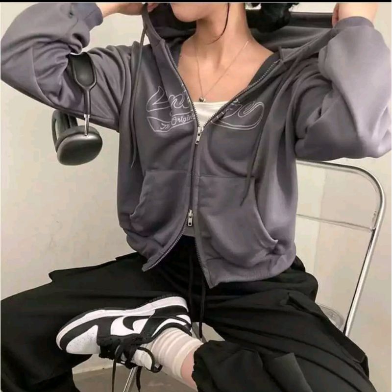 jeket style korea-jeket wanita kekinian-hoodie korea style~jeket crope wanita viral