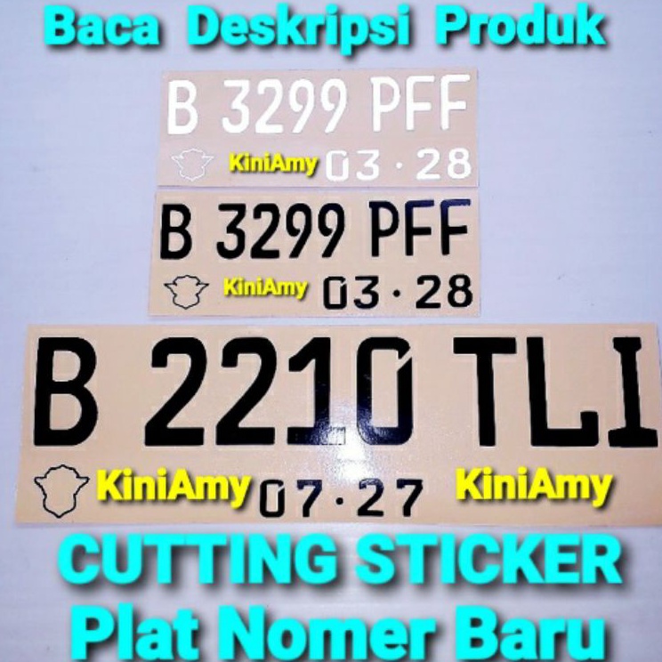 WUs Cutting Sticker Plat Nomer Motor Plat Nomer Mobil Terbaru FONTS BARU Harga Sepasang Depan Belaka