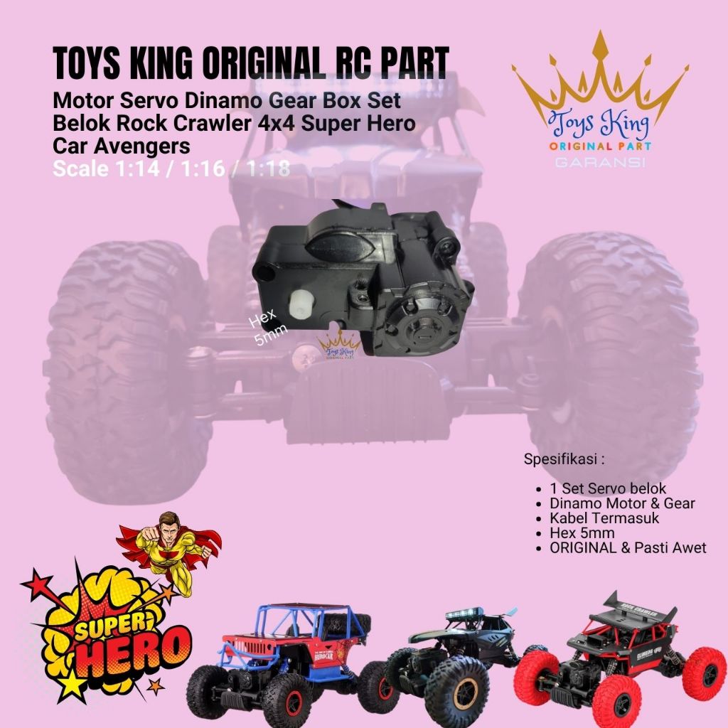 Motor Servo Dinamo Belok Gear Box Set Rock Crawler 4WD 1:14 - 1:16 - 1:18 Car TOYS KING ORIGINAL RC 