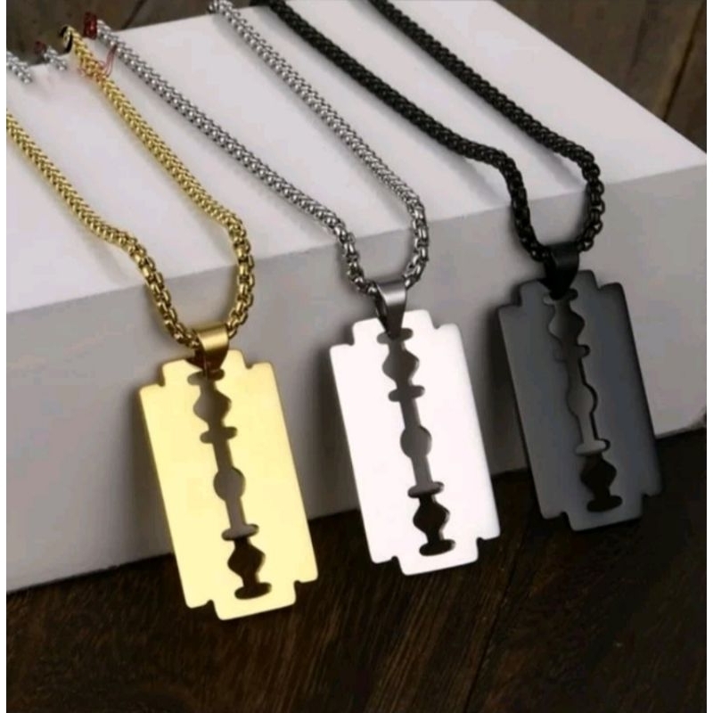 KALUNG LIONTIN HIPSTER PRIA WANITA KALUNG PRIA MATA SILET KALUNG TITANIUM PRIA RANTAI KALUNG PRIA TE