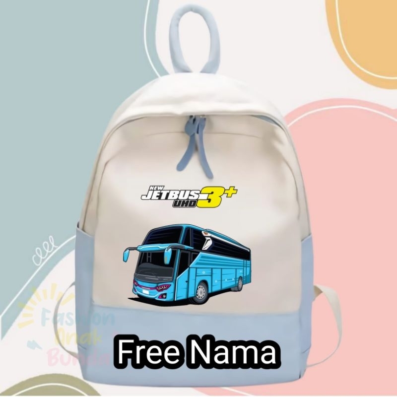 BACKPACK Tas Ransel Anak Sekolah TK SD Motif Bus Pariwisata Jet Bus 3 Terbaru Free Nama