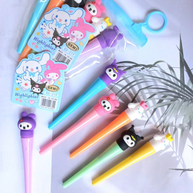 

Highlighter Karakter Sanrio/Unicorn/ Ironman Lucu Isi 6 Warna + Pouch Zipper / Spidol Warna