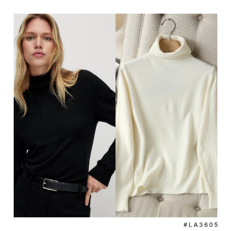 LA3605 - White, Pink, Green, Black High Neck | Sweater