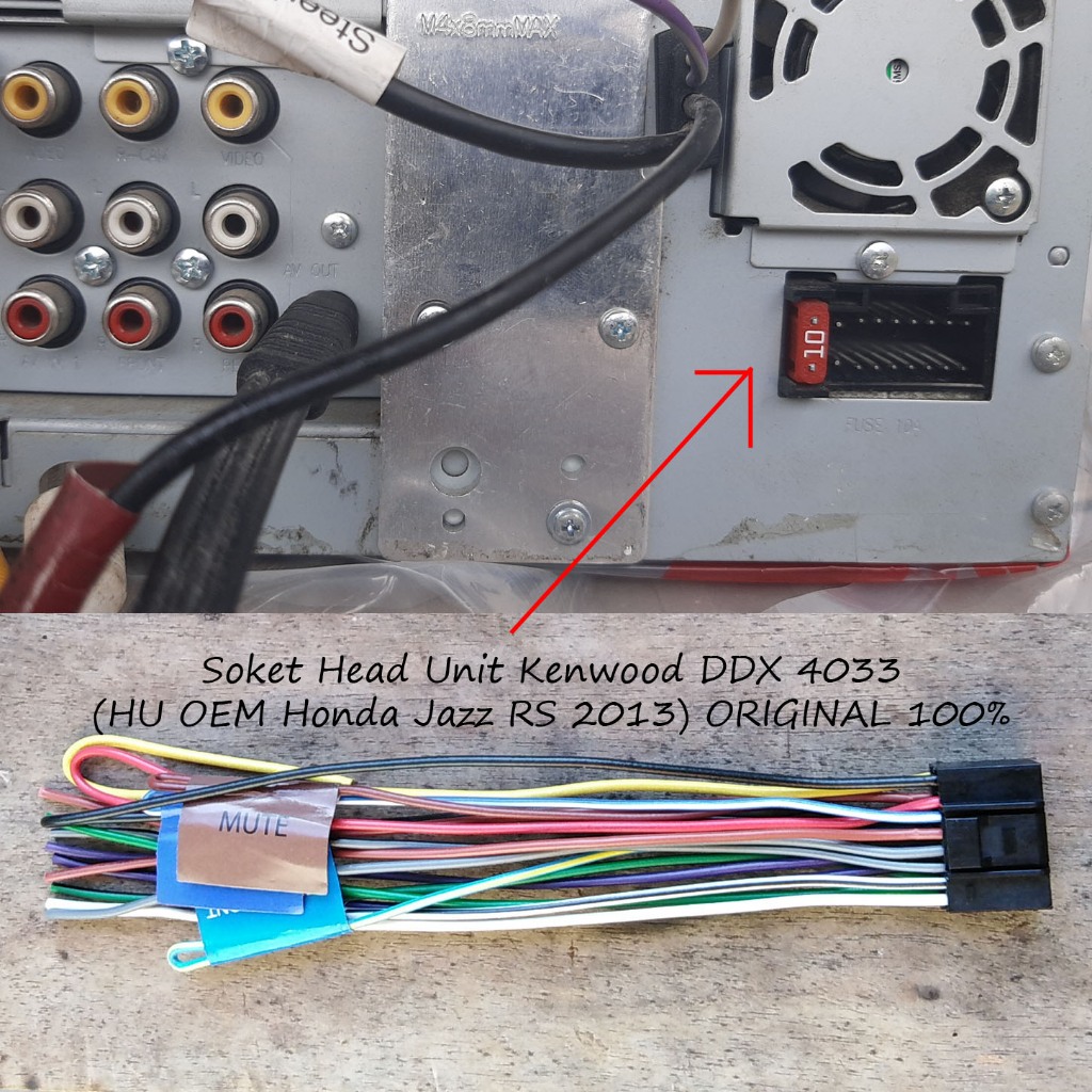 Kabel Soket Head Unit Kenwood DDX-4033 DDX4033 DDX 4033 OEM Honda Jazz RS 2013 utk Pasang Tape Mobil