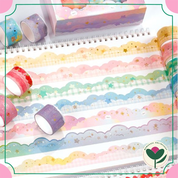 

1 set 10 pcs Washi tape dreamy wave paper tape awan lucu cute kawai aesthetic DIY journaling MK1372