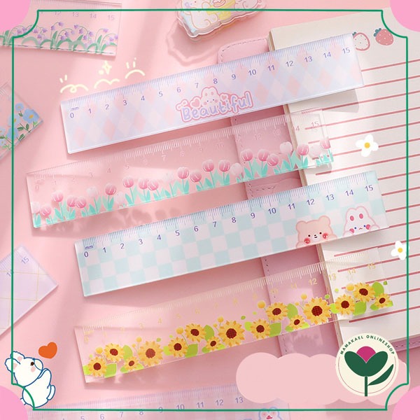 

Penggaris ukuran 15 cm cantik akrilik motif lucu cute kawai aesthetic MK1408