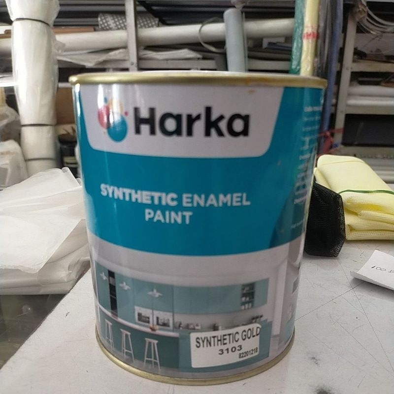 Harka Gold cat besi kayu synthetic 1 kg. cat gold. cat besi kayu