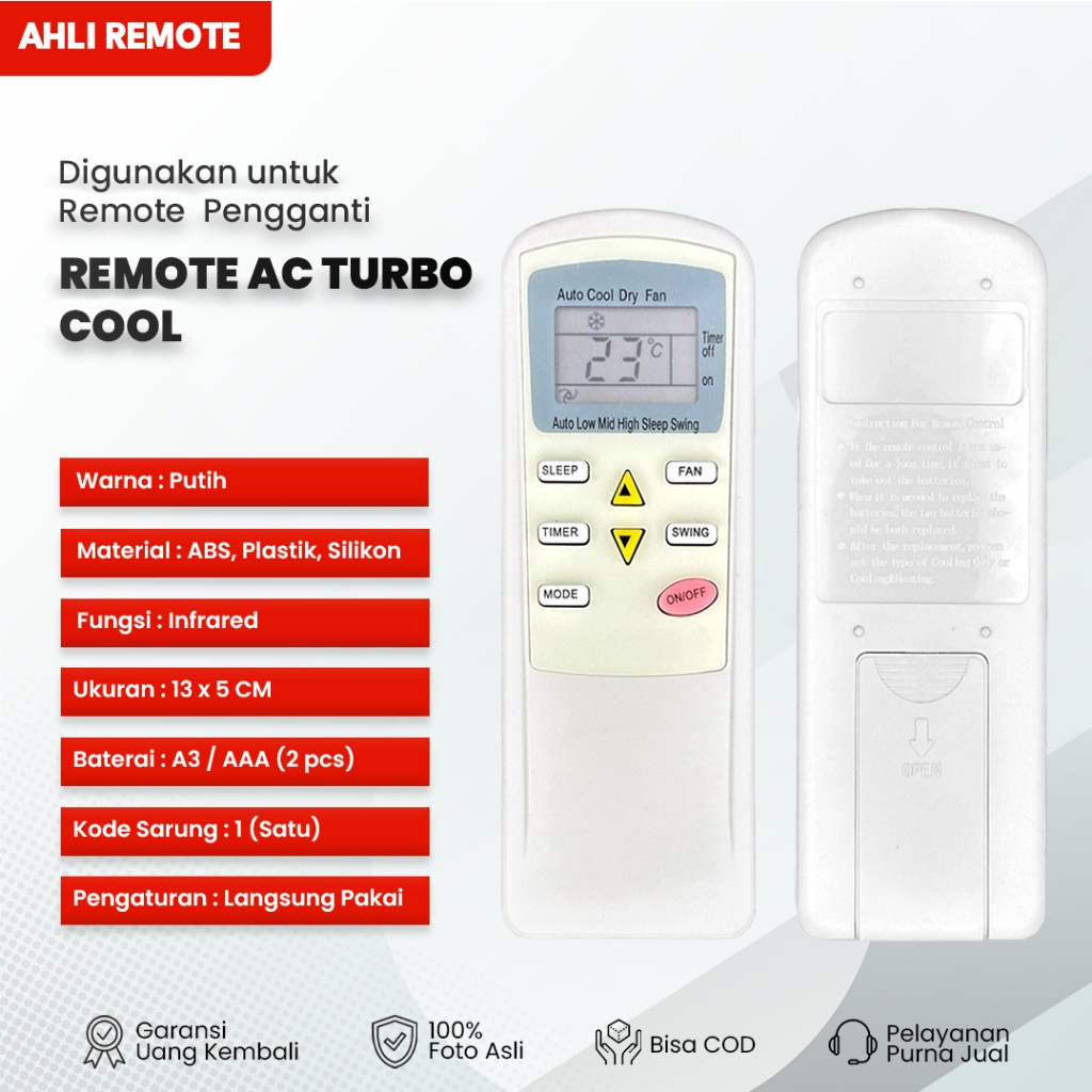 Remot AC Akari Turbo Cool RC-055T 0578PLWI / Remote AC Akari
