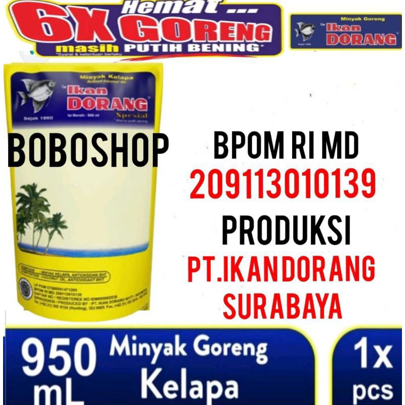 

MINYAK GORENG KELAPA COCONUT OIL CAP IKAN DORANG 950 ML