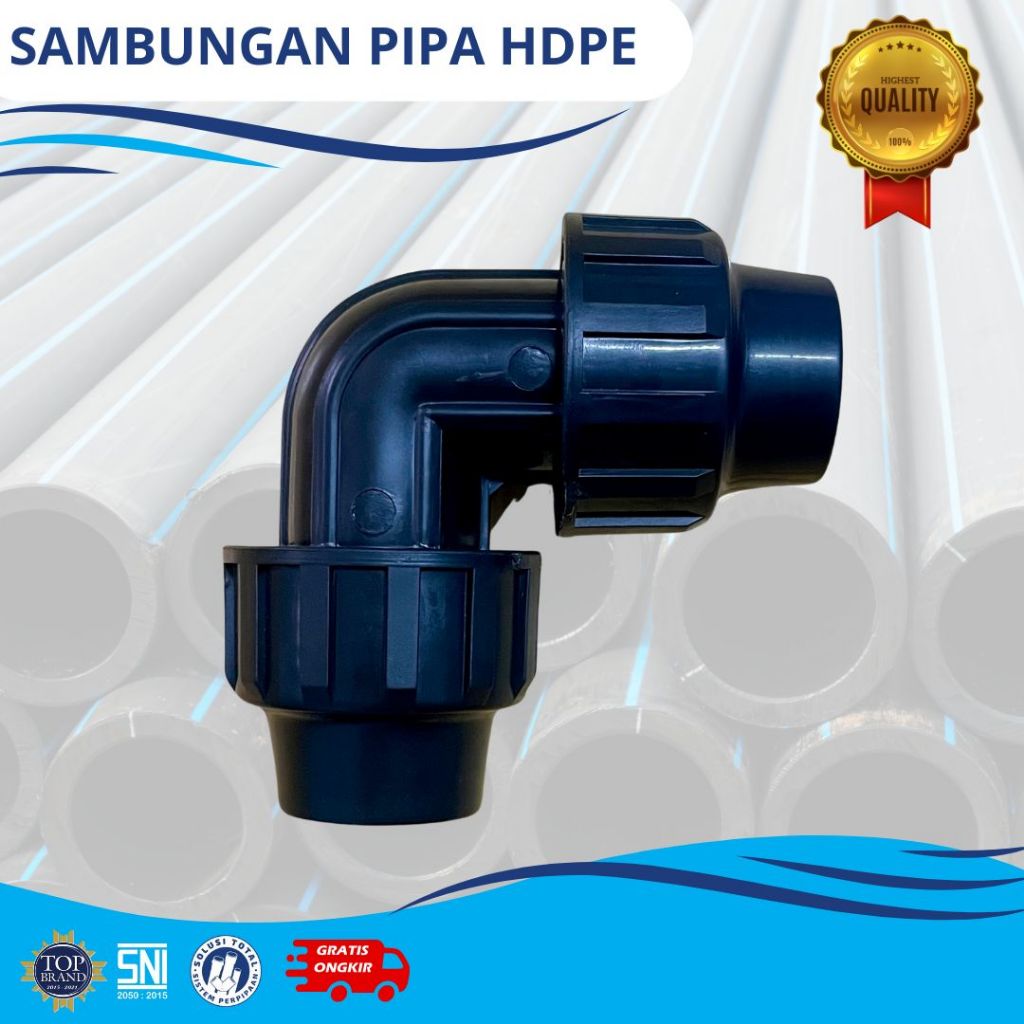Elbow pipa hdpe 1.5 inch 50 mm fitting compression hdpe