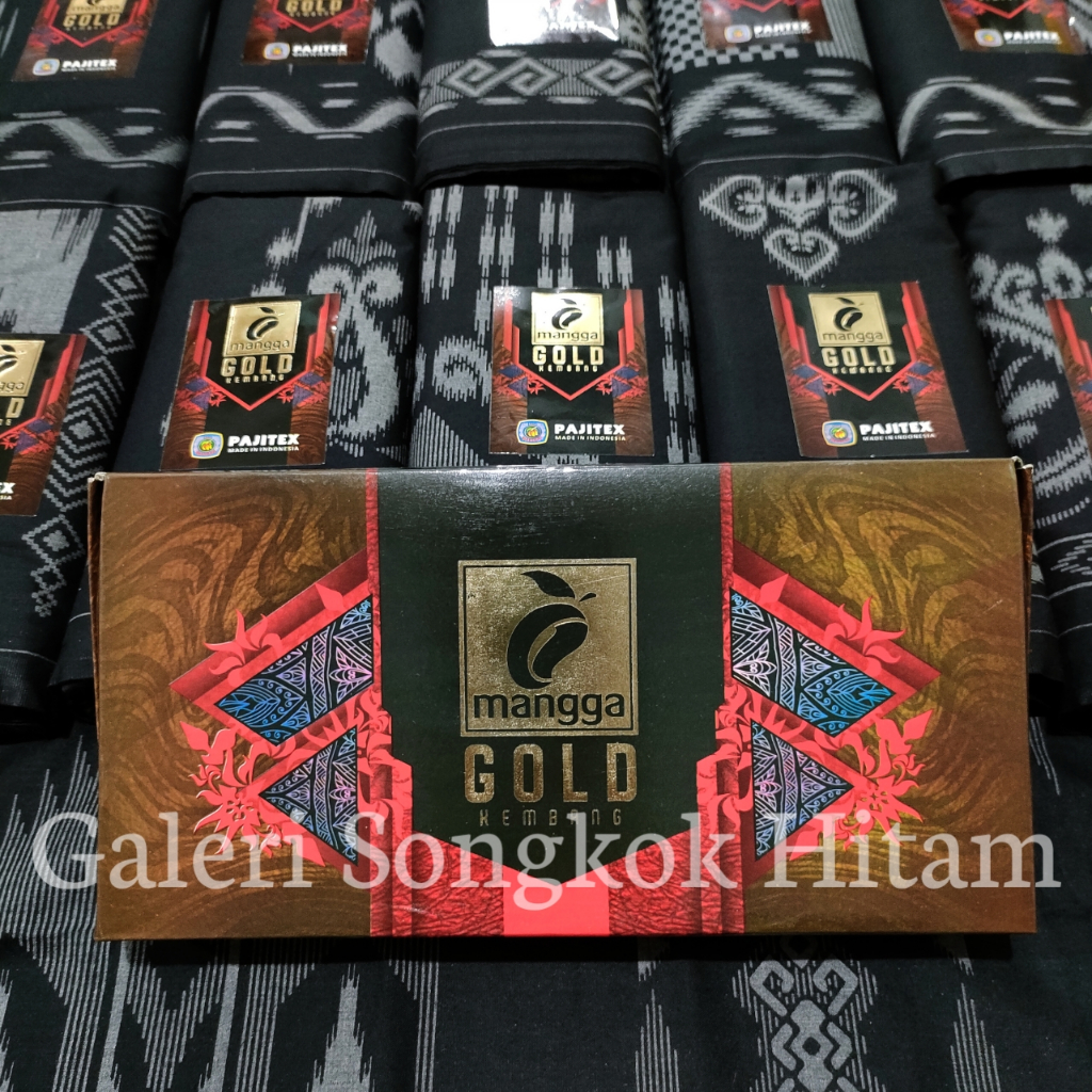 Sarung Mangga Gold Kembang HITAM Sarung Dewasa Motif Kembang Sarung Pria Cap Mangga