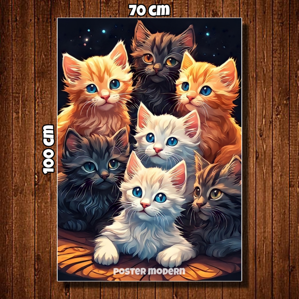 HIASAN DINDING POSTER GAMBAR KUCING 3D ART UKURAN BESAR #05 / POSTER KUCING GAMBAR ANGGORA / POSTER 