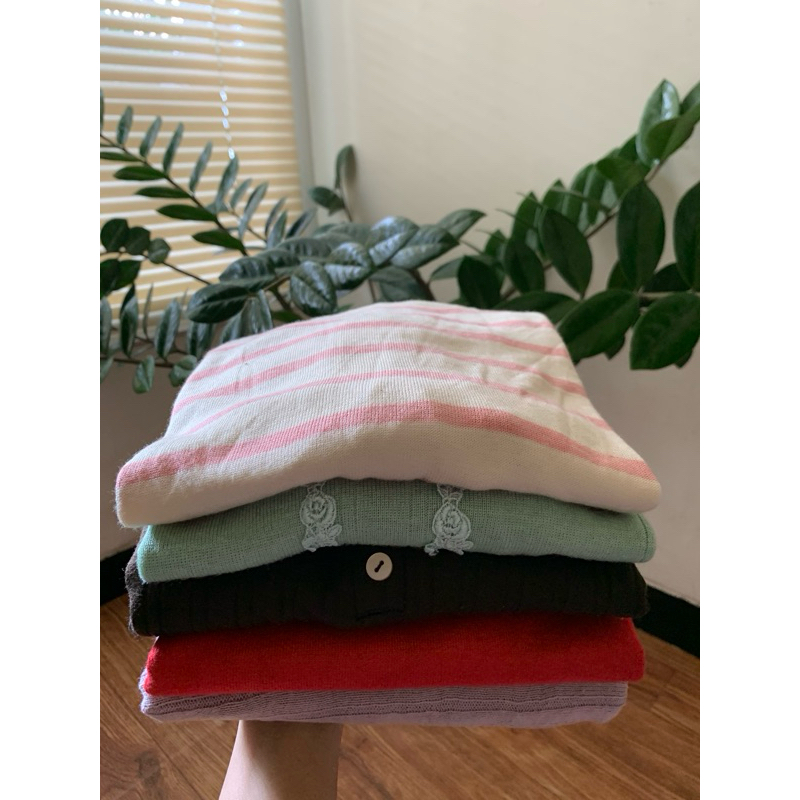 Jual Murah Kaos Lengan Pendek Sweater Oversize Kelalawar Busui Kancing Depan Salur Not Uniqlo Zara H
