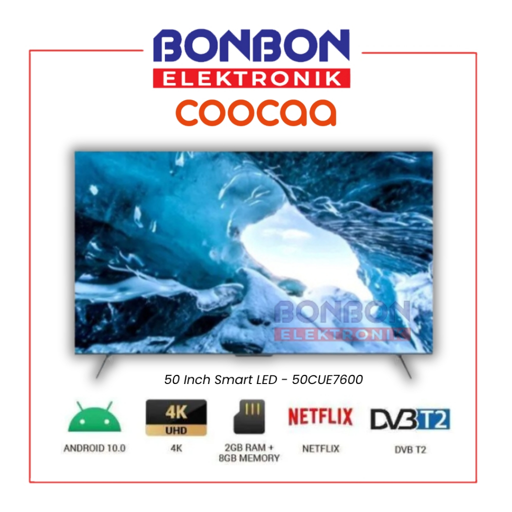 COOCAA Smart LED TV 50 Inch 50CUE7600 - Smart Google Digital 4K UHD TV