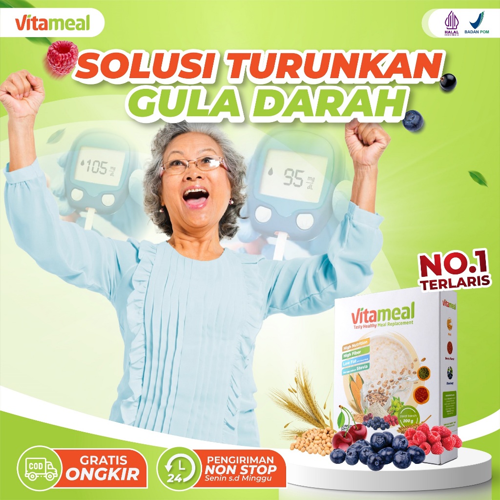 

VITAMEAL Sereal Untuk Turunkan Gula Darah Makanan Diabetes Gula Alami Aman Tanpa Efek Samping