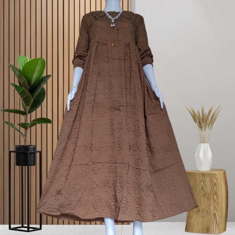 Gamis crinkle rempel dada