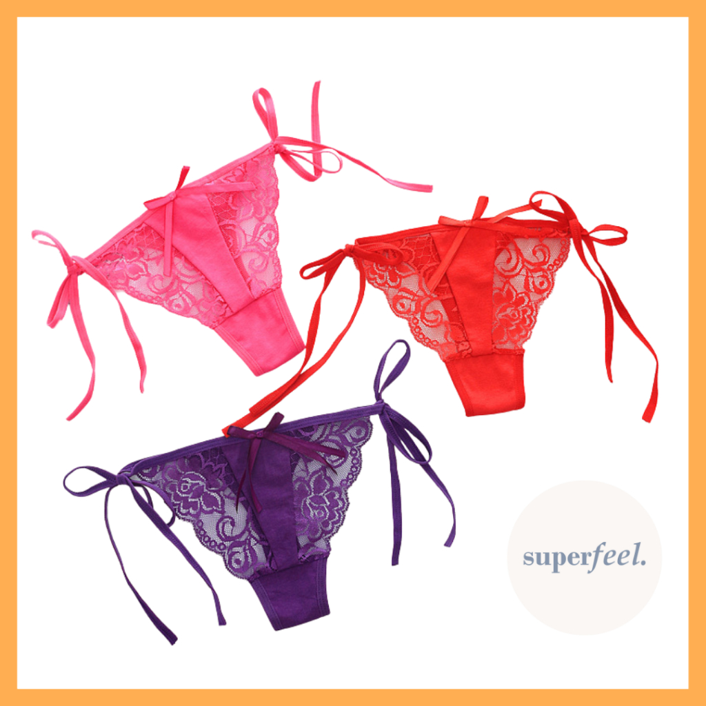 Hot Product Sfl Celana Dalam Sexy Wanita Thong G String Perempuan Model Ikat Samping Tali Renda Cd