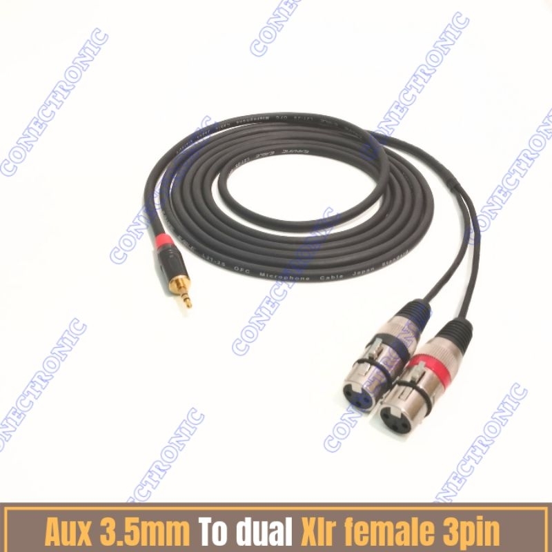 kabel jack 3.5mm ke xlr female 3pin - aux mini stereo to jack canon 4-5 meter