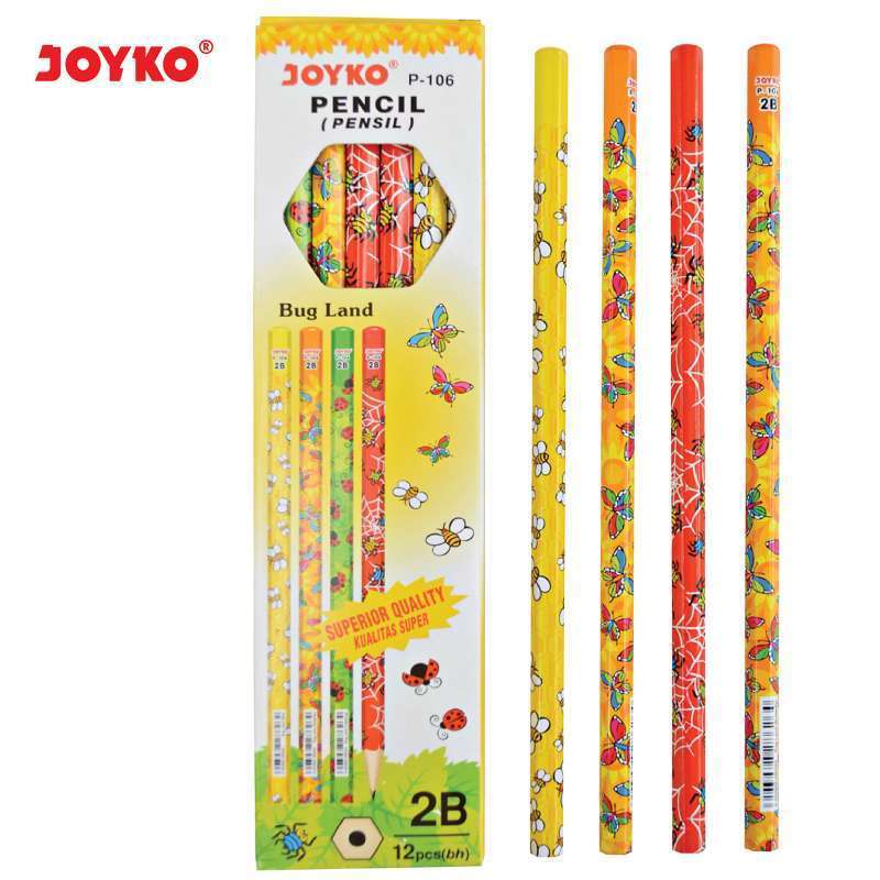 

(1Pak isi 12) Pensil 2B Joyko P-106 Bug Land