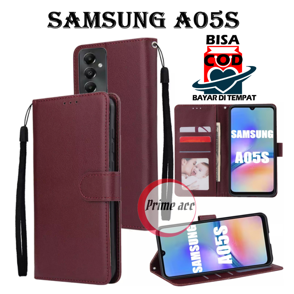 SAMSUNG A05S FLIP CASE - LEATHER CASE FLIP UNTUK SAMSUNG A05S / FLIP WALLET KULIT UNTUK SAMSUNG A05S