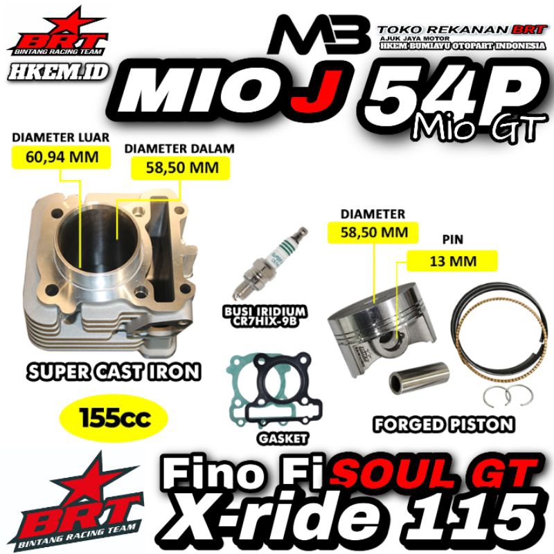 Block Cast Iron BRT Mio J Soul GT Xride Fino Fi 115 Blok Boring 58.50 Bore Up 155 cc Jupiter Z1 Vega