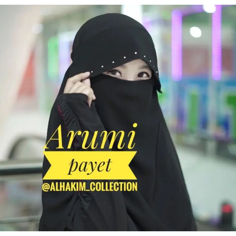 Cadar Niqab Milaya Poni Aisyah/Cadar Tali Poni 2 Lapis Ceruty Babydoll Premium Panjang/Niqab Milaya 