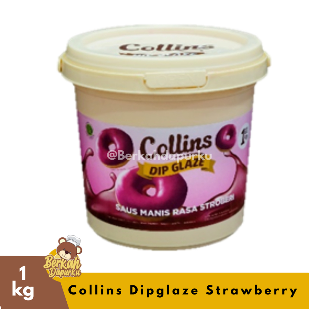 

Collins Dip Glaze Strawberry 1Kg Selai Topping Kue, Donat