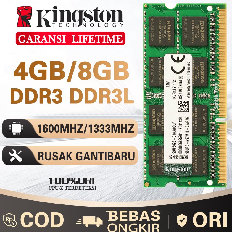 Memory Ram laptop kingston SODIMM DDR3 DDR3L 2GB 4GB 8GB 16MHZ PC128 1333MHZ PC16 s G8P7