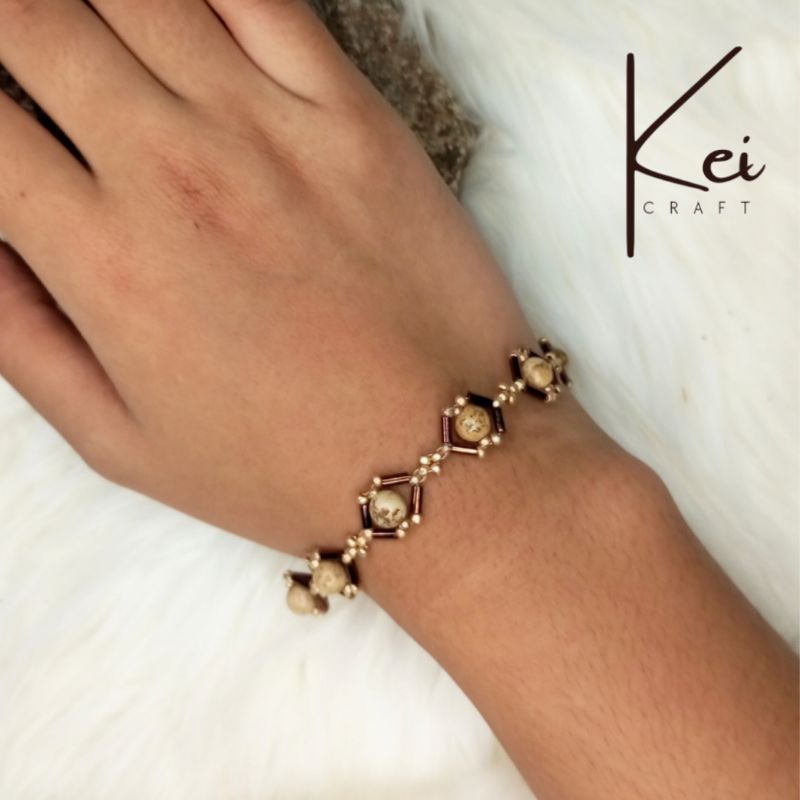 gelang batu akik ori, crystal picture jasper bracelets, gelang gemstone asli, gelang manik-manik,  b