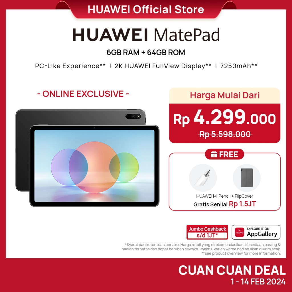 Foto [Voucher 6%] HUAWEI MatePad 10.4 2022 New Edition Tablet [6+64GB] | Free Keyboard | 2K FullView Display | 7250 mAh | Exclusif Online | Super Device