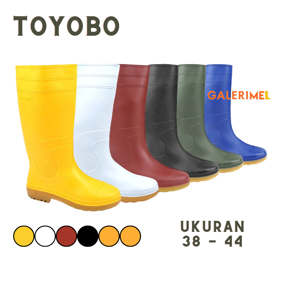 Sepatu boots tinggi pria merk toyobo anti slip sepatu boots tinggi putih kuning