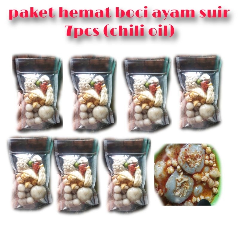 

BOOMING!PAKET USAHA BASO ACI BOCI AYAM SUIR PEDAS 7PCS