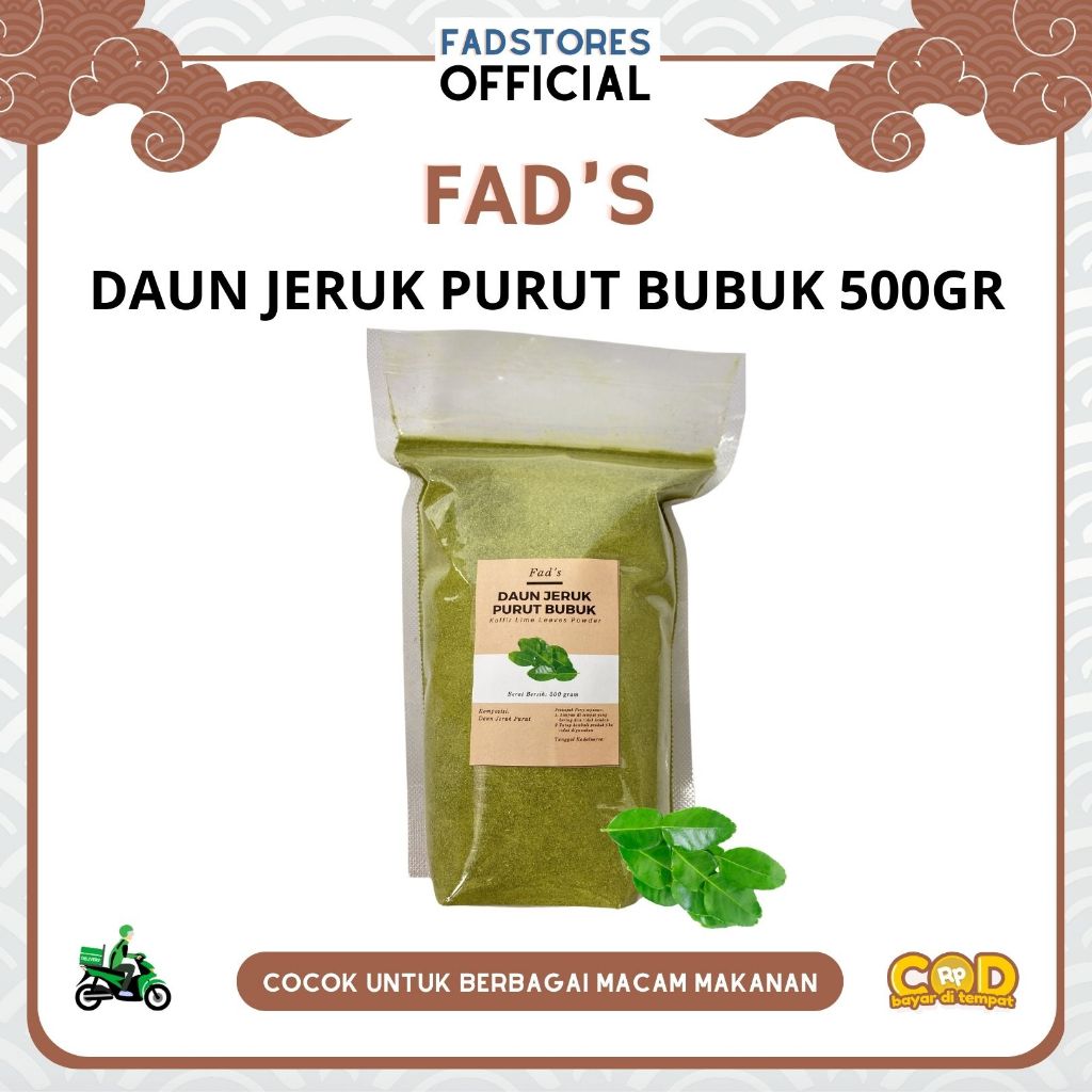 

Daun Jeruk Purut Bubuk 500gr - Kaffir Lime Powder 500gr - Fad's Rempah Bubuk - Rempah JSR