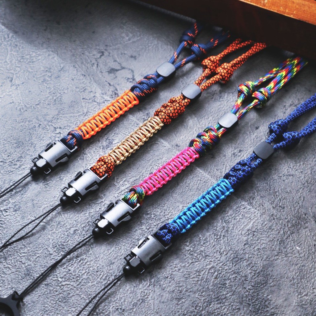 Lanyard ID Card Tali Paracord 4mm Pria Wanita 550lbs V4 Warna Pastel Include Karet O Ring Kuat Elast