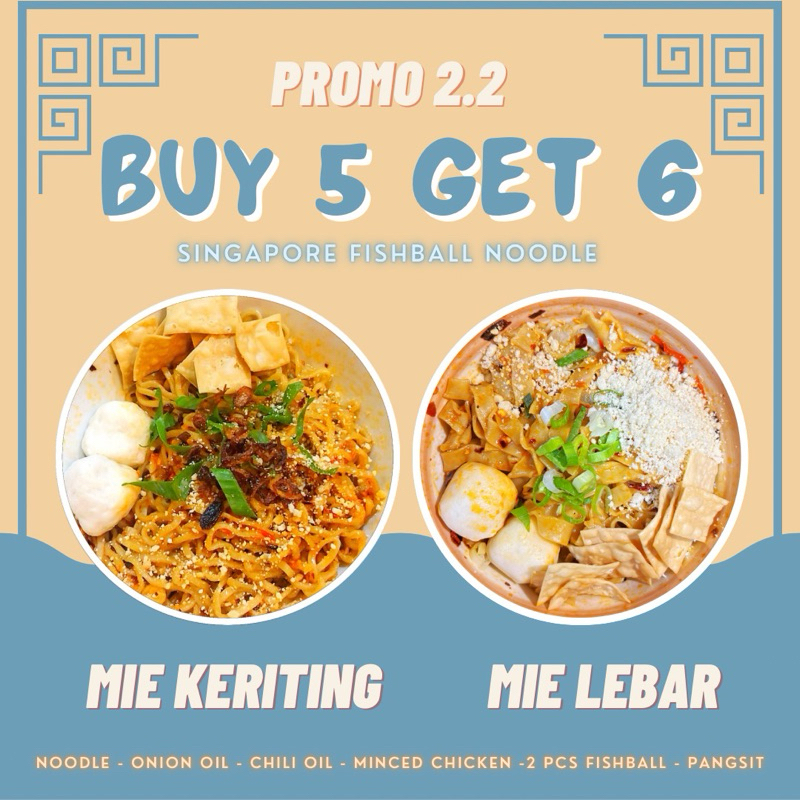 PROMO BUY 5 GET 6 PACK - Singapore Fishball Noodle Frozen - Special Chili Oil
