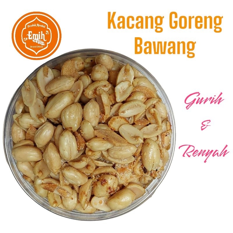 

Kacang Goreng Bawang 250gr | Kacang Ukuran Sedang Kemasan Toples | Emih food