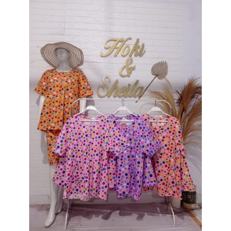 Baju Tidur HOKI & SHEILA XXL jumbo Celana 3/4 (happy polkadot 1)