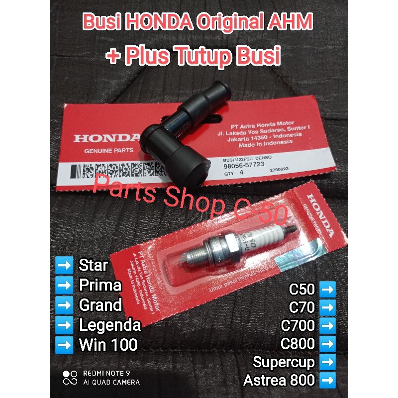 ORIGINAL AHM Busi Plus Tutup Busi Honda C50 C70 C700 C800 Supercup Asrea 800