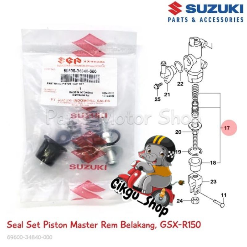 Seal, Piston Set Master Rem GSX R, GSX S, Bandit GSX, depan & belakang, 100% original SGP